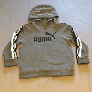 Puma Boys Pullover Gray Hoodie With Pockets Size 4